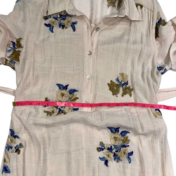 Figueroa & Flower Boho Cream Embroidered Floral Tiered Midi Dress Size Large - Picture 13 of 14
